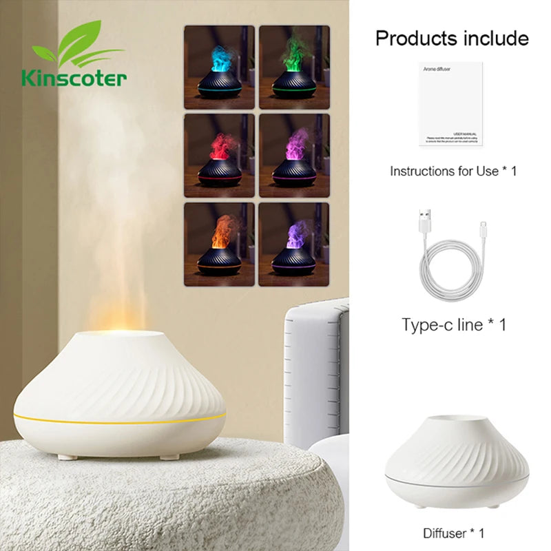 Diffusore Ultrasonico Portatile 130ml con Luce a Fiamma e Umidificatore USB
