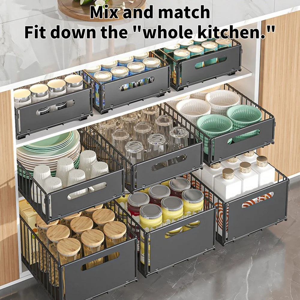 Organizer estraibile per armadietti cucina 2 pezzi, senza fori