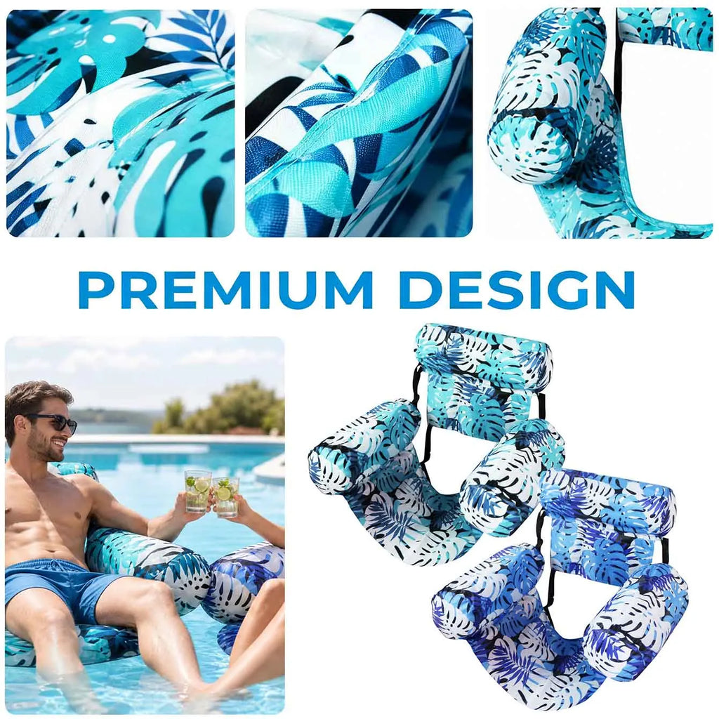Poltrona gonfiabile per piscina e spiaggia con poggiatesta e braccioli tropicale