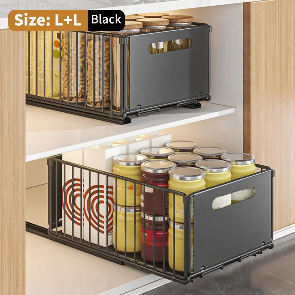 Organizer estraibile per armadietti cucina 2 pezzi, senza fori