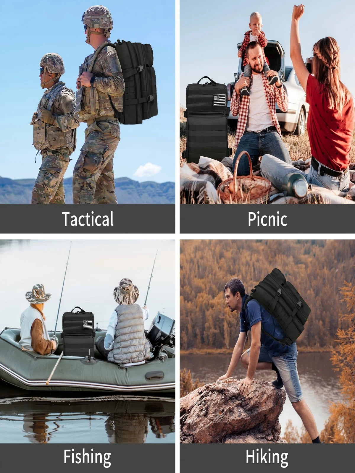 Sac à dos de voyage multifonctionnel 50L/32L pour la randonnée et le camping
