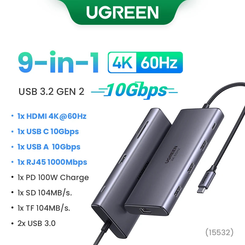 Docking Station USB‑C 10 in 1 con doppio HDMI 8K/4K, RJ45, PD 100 W