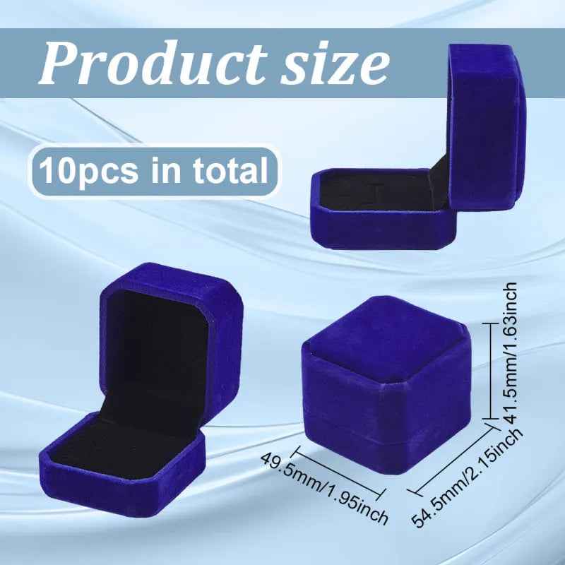 Set da 10 Scatole in Velluto Nero 2x2x1,6 cm per Gioielli