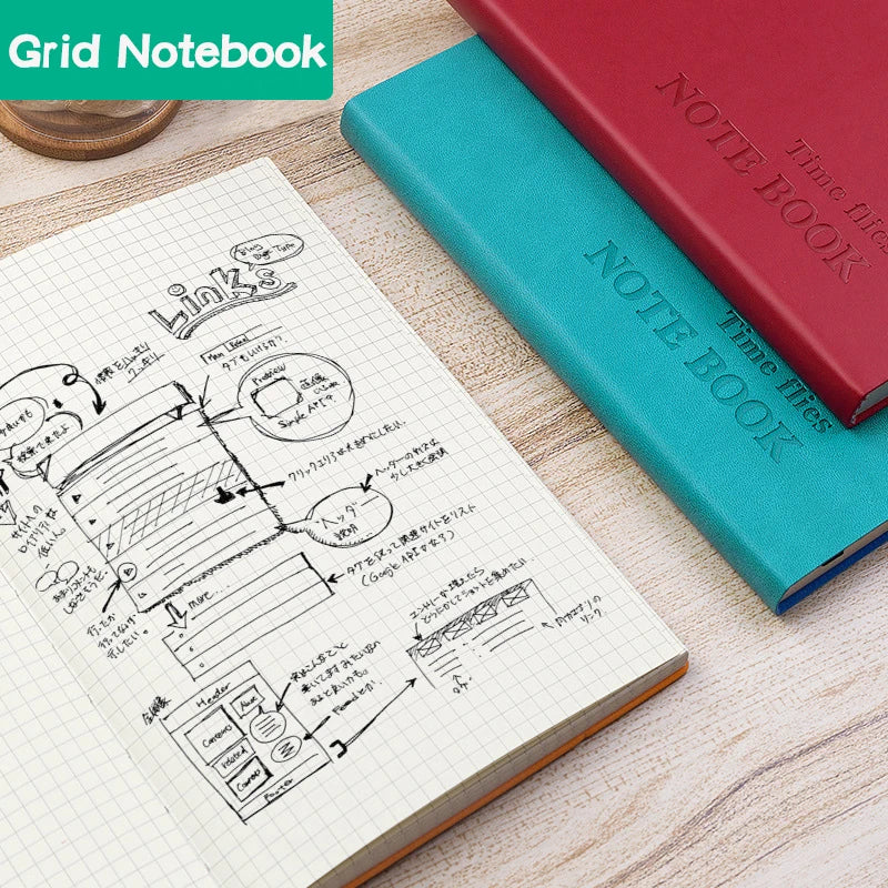 Grid Notebook A5,Travelers Journals School Office Meeting Record 80GSM/264 Pages Checkered Paper Notepad Handbook Agenda 2026/27