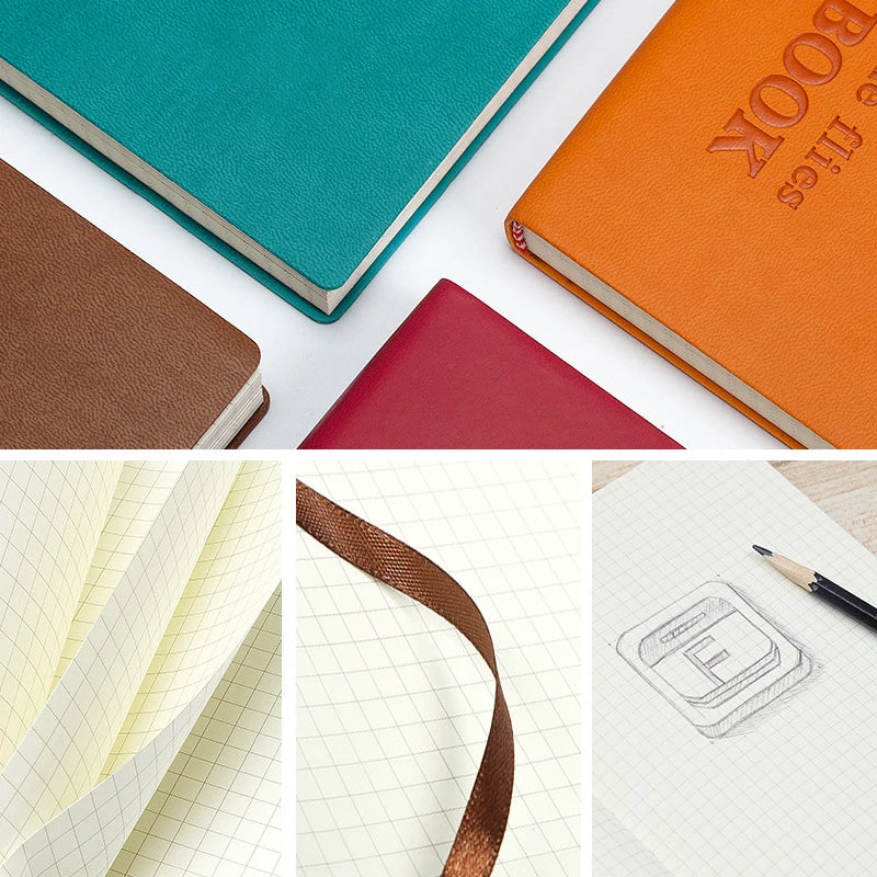 Grid Notebook A5,Travelers Journals School Office Meeting Record 80GSM/264 Pages Checkered Paper Notepad Handbook Agenda 2026/27