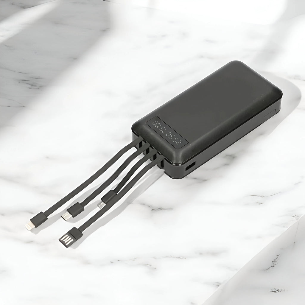Power Bank 20000 mAh con Cavi Integrati, Display LED e Mini Supporto per…