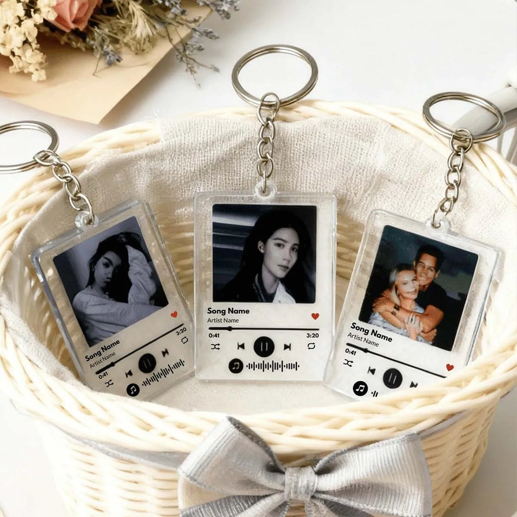 Custom Acrylic Key Pendant, Custom Images, Customizable Name and Song Code, Couple Keychain, Valentine's Day Gift