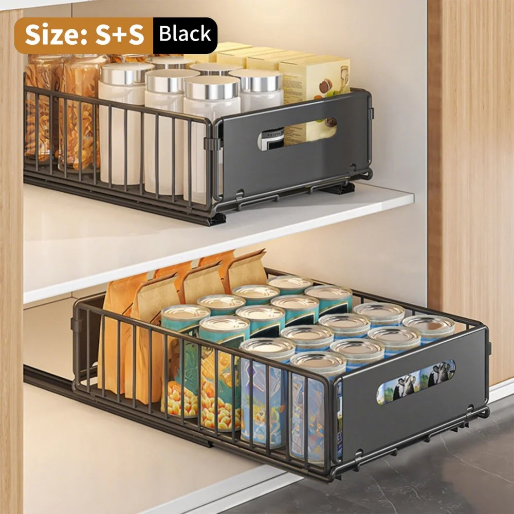Organizer estraibile per armadietti cucina 2 pezzi, senza fori