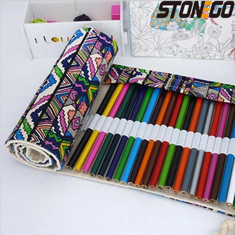 Borsa porta matite in tela con 48/72 fori, design rotolabile e salvaspazio