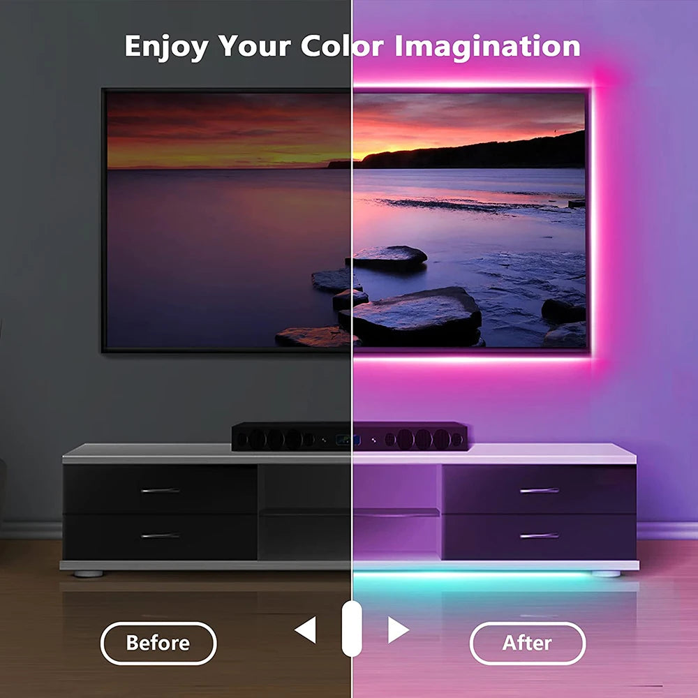 Striscia LED RGB 5V USB con controllo app e timer – 5m flessibile