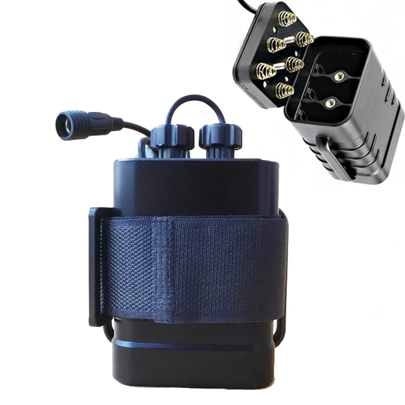 Custodia impermeabile per 6 batterie 18650 con ricarica USB e uscita DC 12V –…