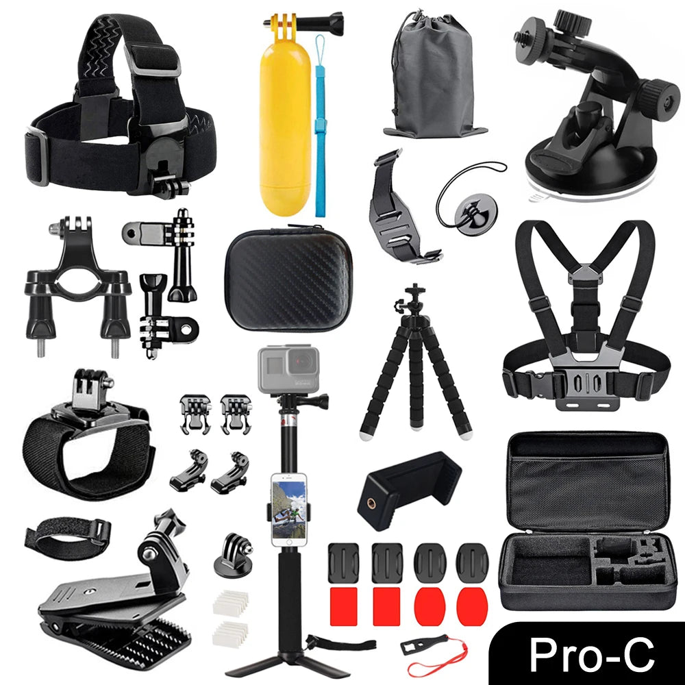 Set di accessori universale per action camera – supporti petto, testa e auto