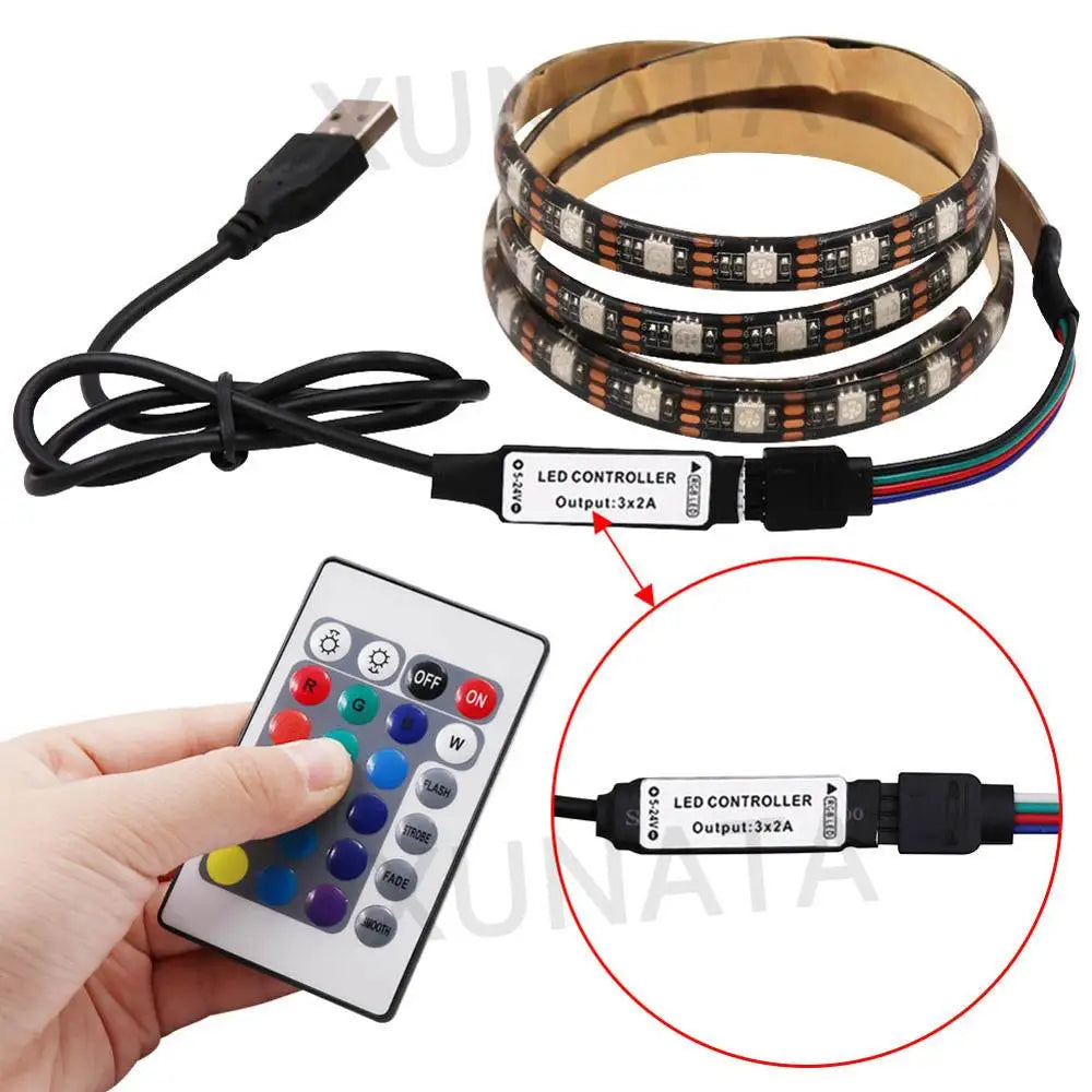 Striscia LED RGB 5V USB, 16 colori, telecomando, impermeabile