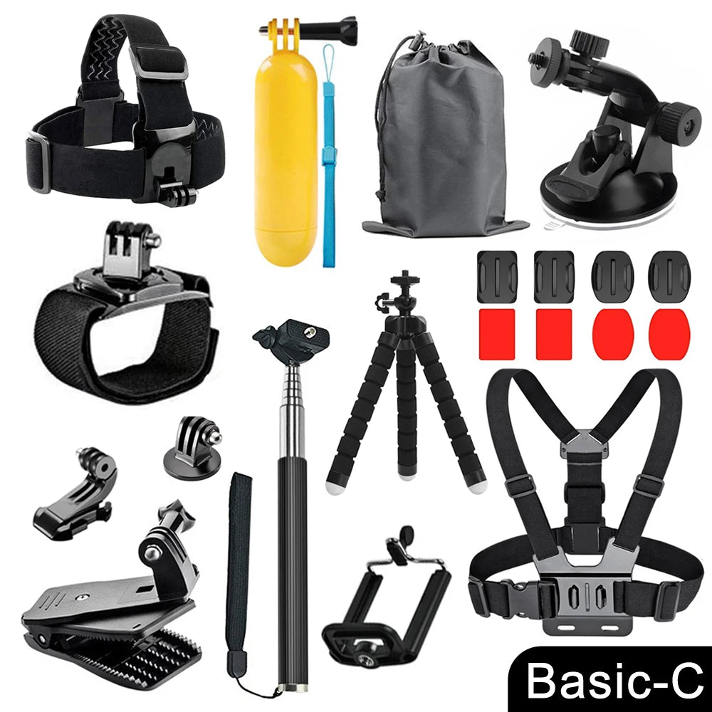 Set di accessori universale per action camera – supporti petto, testa e auto