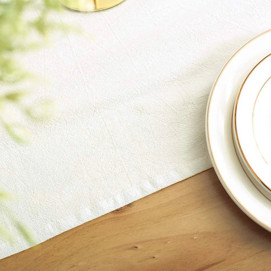 Simple Elegant Solid Colour Cotton Table Runner Event Party Supplies Fabric Decor Placemat for Holiday Wedding Christmas Doily