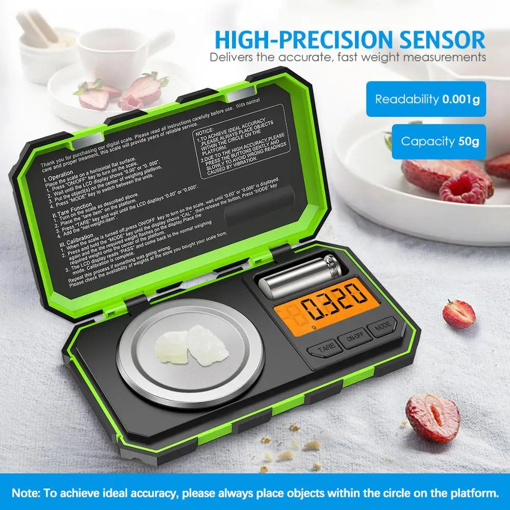 Bilancia digitale mini da 50 g, precisione 0,001 g, scala portatile per…