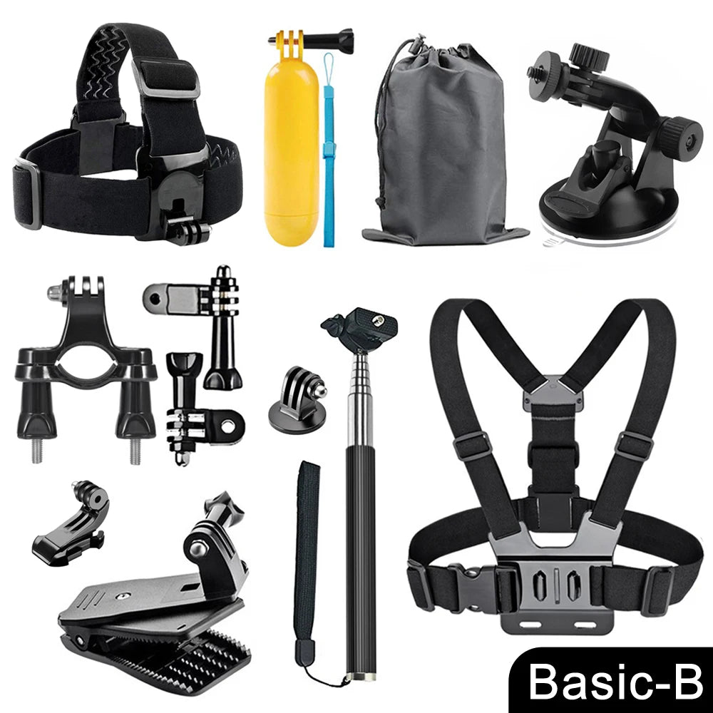 Set di accessori universale per action camera – supporti petto, testa e auto