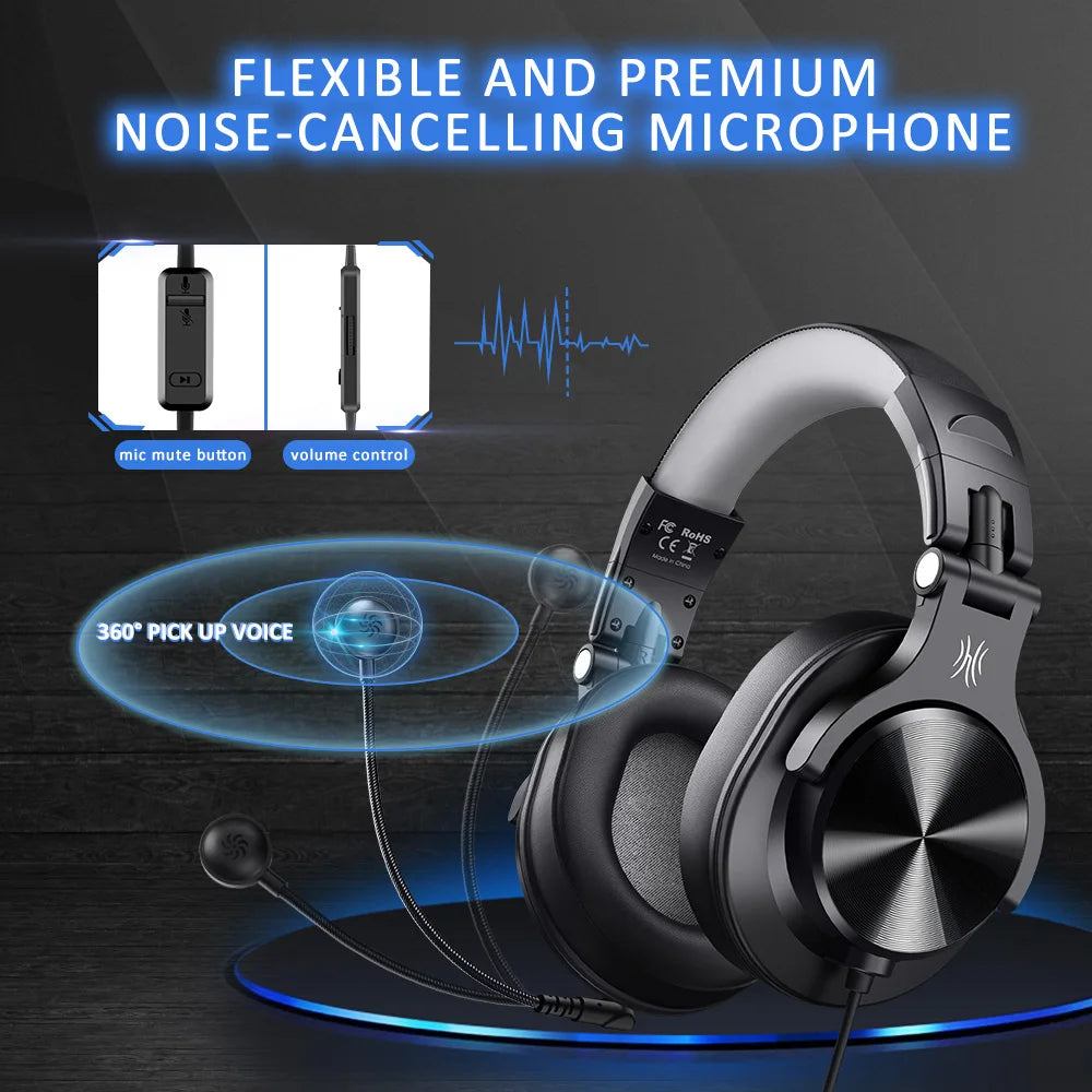 Cuffie Gaming con microfono staccabile 3,5 mm, Over‑Ear, per PC, PS4 e Xbox