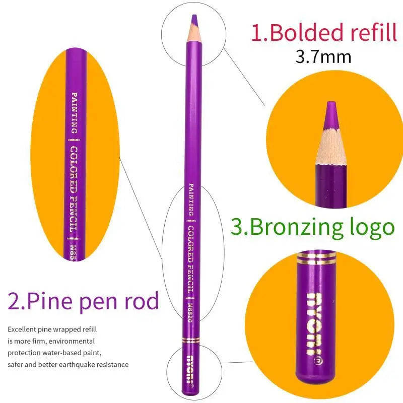 NYNOI 24/36/48/72/120 Colored pencil Set Professional Oil 3.7mm Refill Tin box Graffiti Drawing pencils For School Supplies