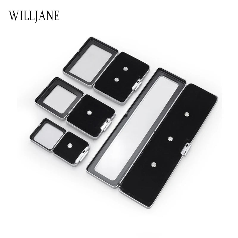 Metal Loose Diamond Jewelry Storage Box Slide Buckle Gemstones Display Organizer Case Glass Cover Jewellery Beads Gem Stone Jar