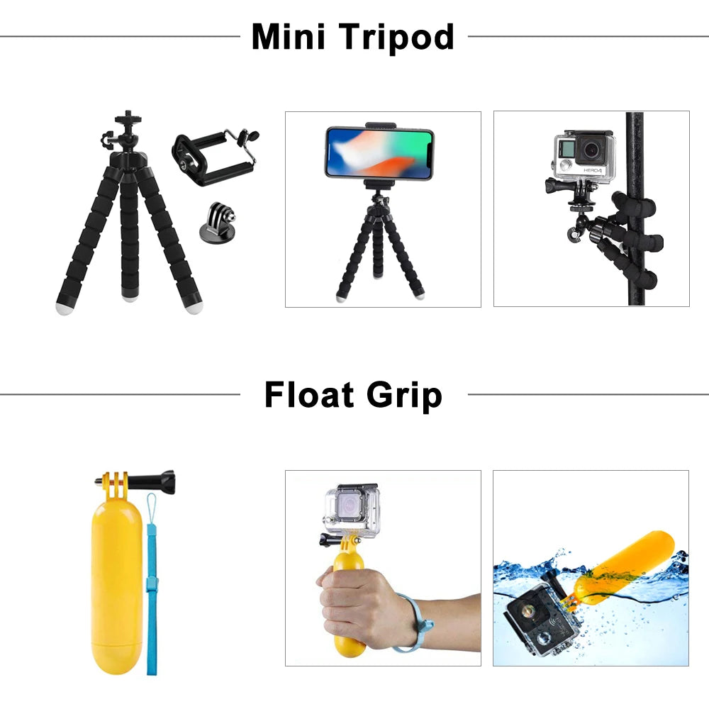 Set di accessori universale per action camera – supporti petto, testa e auto