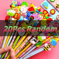 20Pcs/Lot Cute Cartoon HB Pencils With Kawaii Eraser Head for Children's Stationery Kids Drawing Writing Pen School Supplies