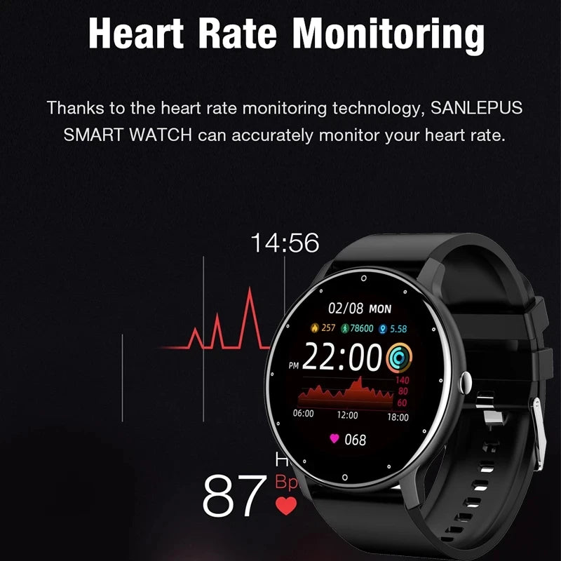 Smartwatch sportivo impermeabile 1.28" con monitor cardio, pressione e notifiche
