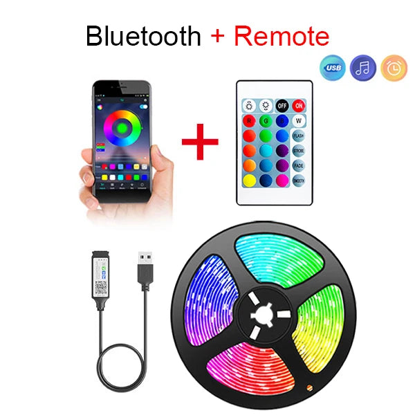 Striscia LED RGB 5V USB con controllo app e timer – 5m flessibile