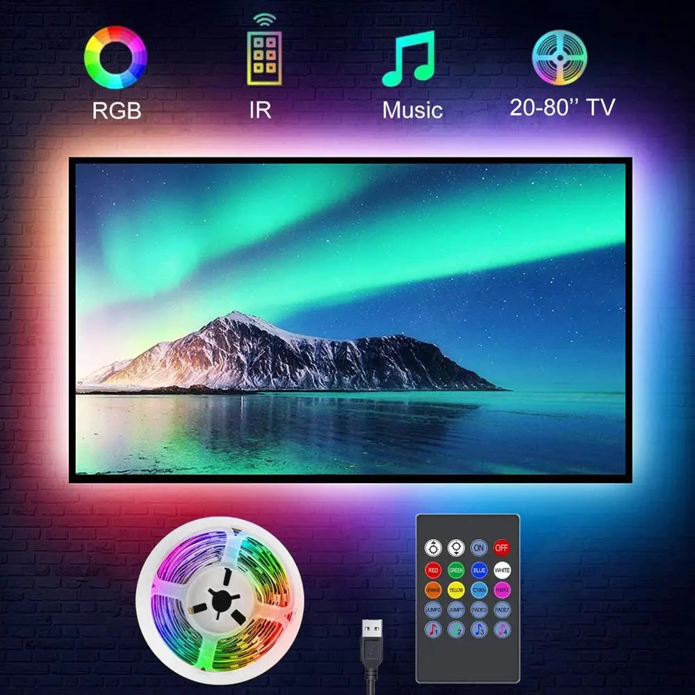 Striscia LED RGB USB per TV 15‑80 pollici con sincronizzazione musica