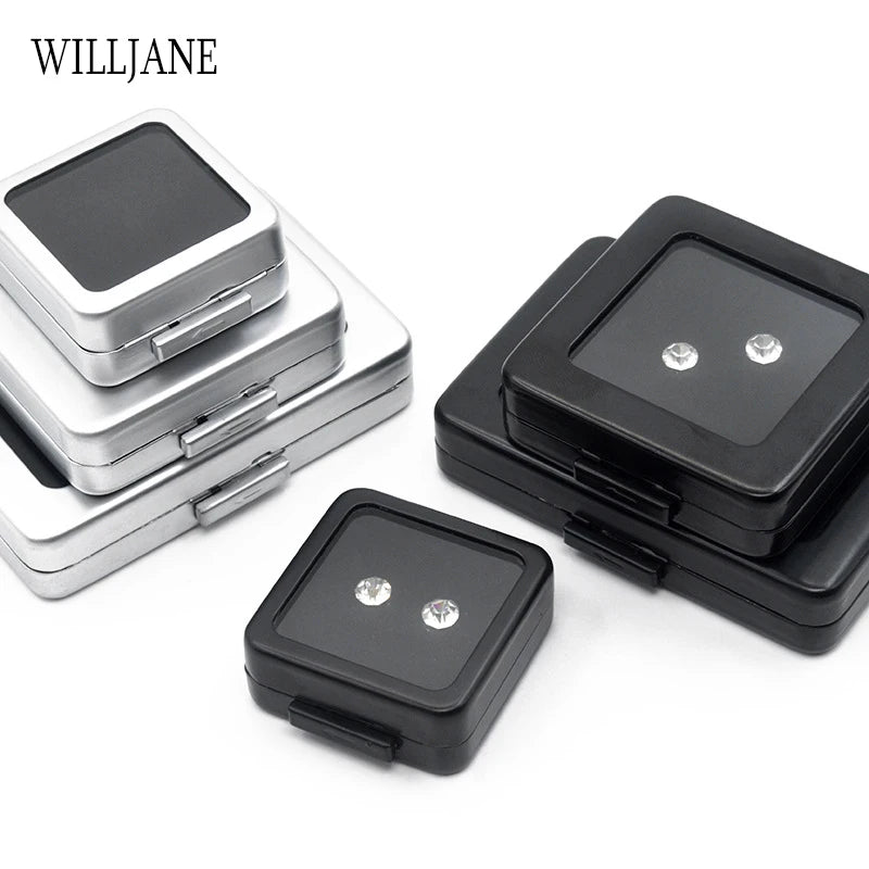 Metal Loose Diamond Jewelry Storage Box Slide Buckle Gemstones Display Organizer Case Glass Cover Jewellery Beads Gem Stone Jar