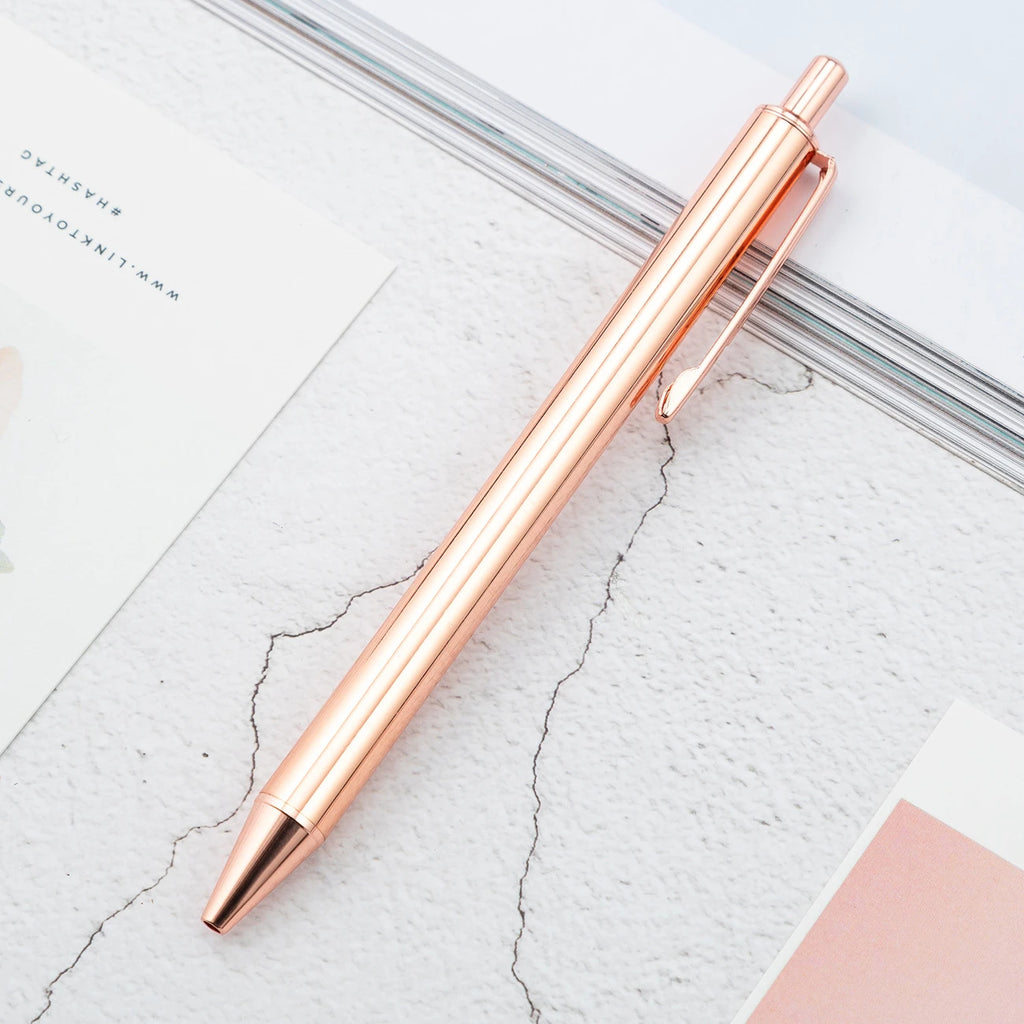 Penna a sfera metallica rosa oro, design elegante, punta 1.0 mm – confezione da…