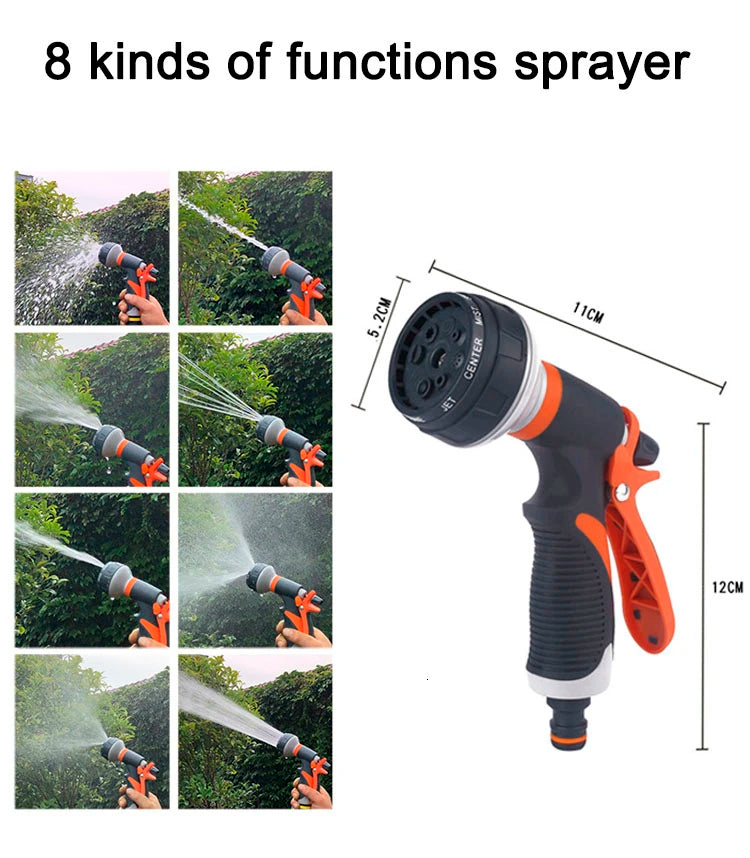 Giardino Tubo Acqua Espandibile 3x con Pistola, 8 Funzioni, 25-200Ft