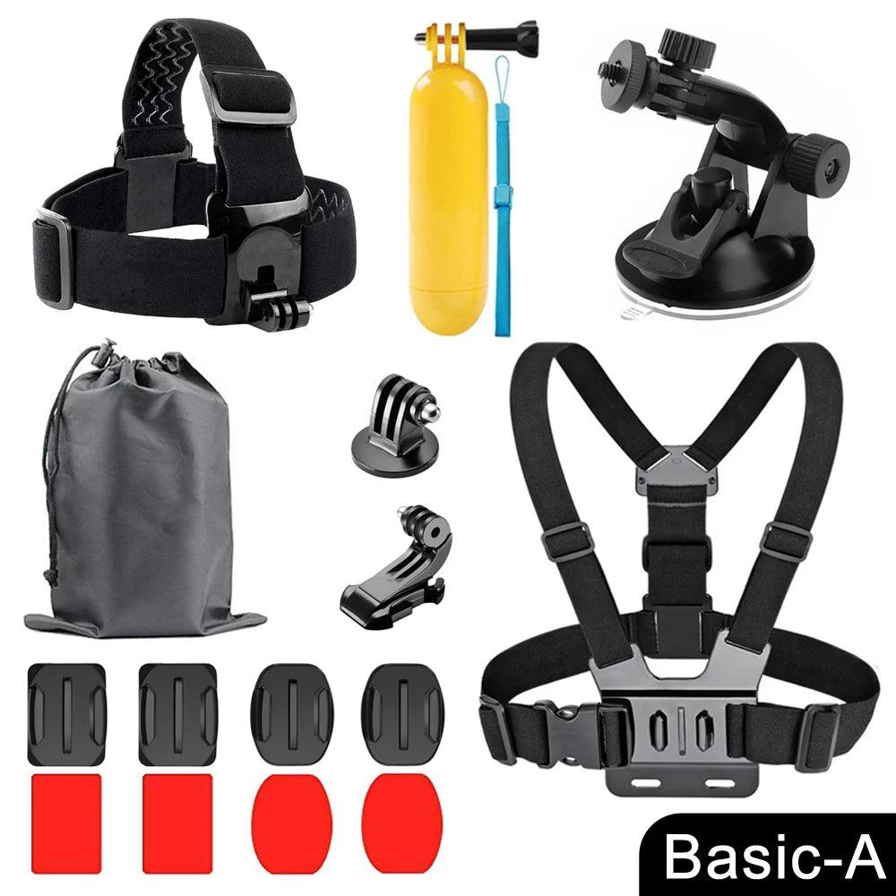 Set di accessori universale per action camera – supporti petto, testa e auto