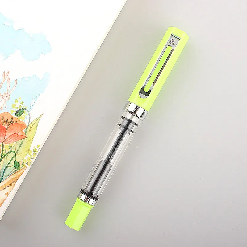 Stylo-plume transparent, remplissage à piston, pointe 0,5 mm