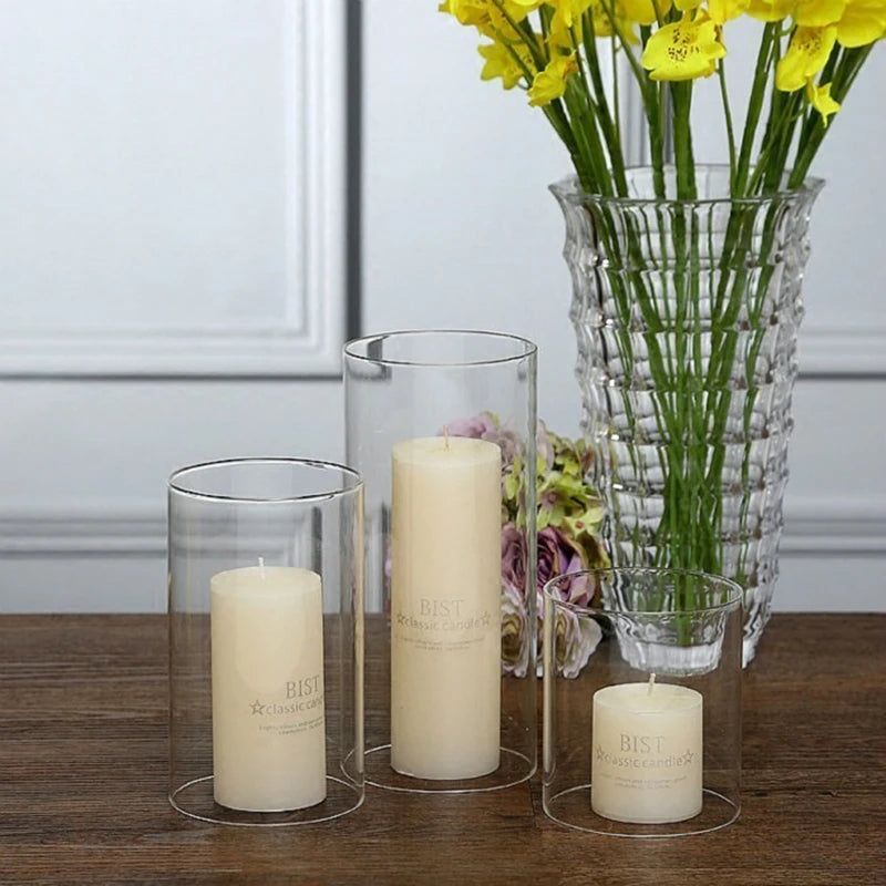 Dia 7cm / 10cm Height 10/15 /20cm Hurricane Candle Holder Open Ended Glass, Bottomless Cylindrical Glass Glass Lamp Shade