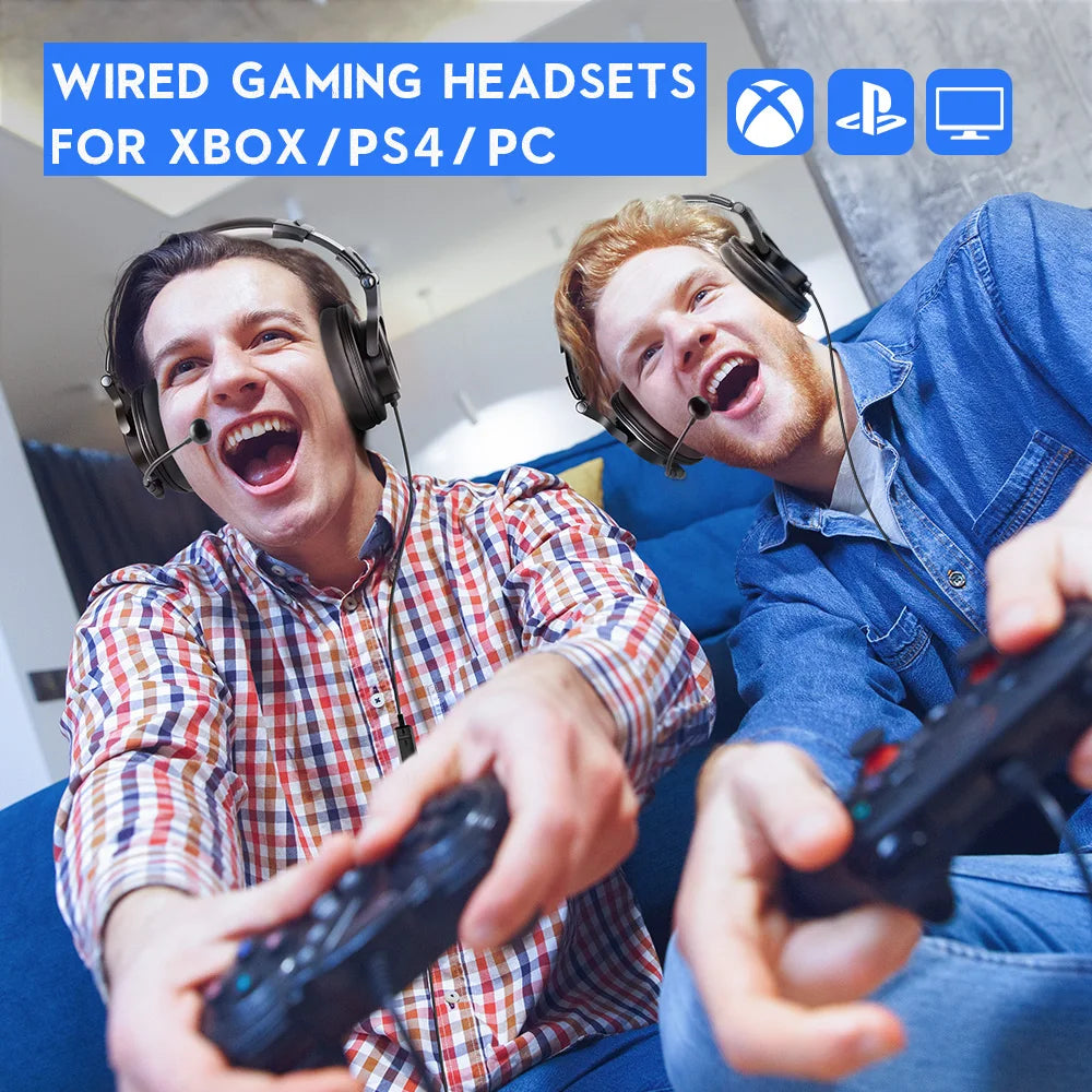 Cuffie Gaming con microfono staccabile 3,5 mm, Over‑Ear, per PC, PS4 e Xbox
