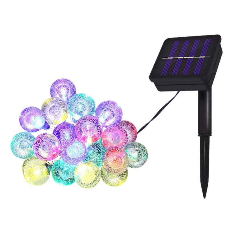 Luci solari a filo con sfere di cristallo, 8 modalità, impermeabili per giardino