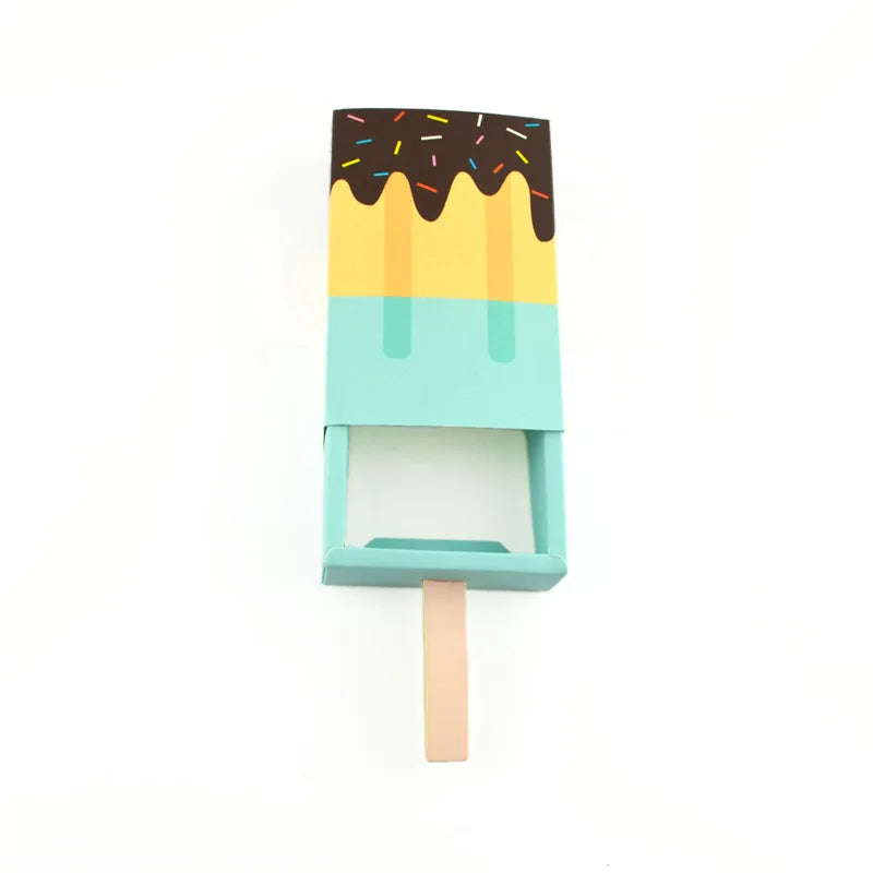 5pcs/10pcs Ice cream Shape Candy Boxes Cartoon Pull-out Tray Kraft Paper Popcorn Box Party Favors Box Birthday Decor