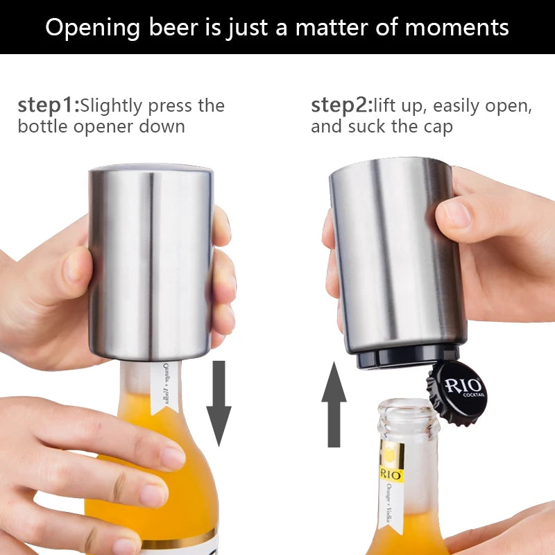 Apribottiglie automatico in acciaio inox magnetico per birra e vino