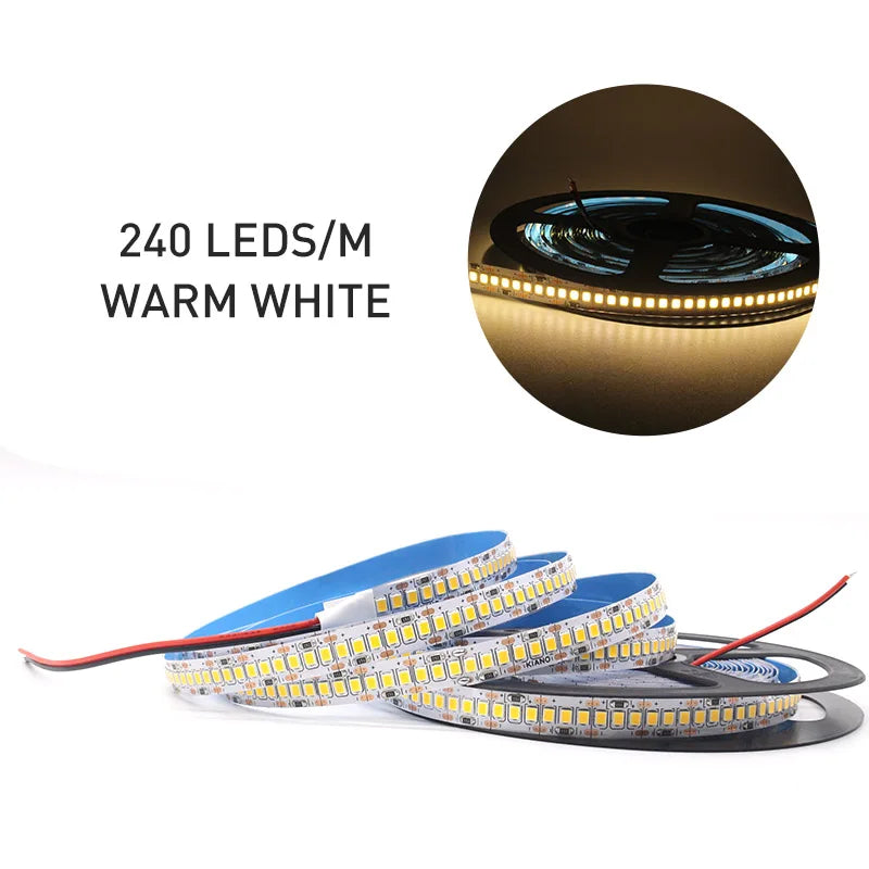 12v led strip smd 2835 1-5m warm white flexible tape light, 120/240 leds per m