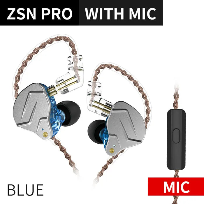 Auricolari in-ear Hi‑Fi Hybrid 1DA+1DD Bluetooth con microfono, design metallico