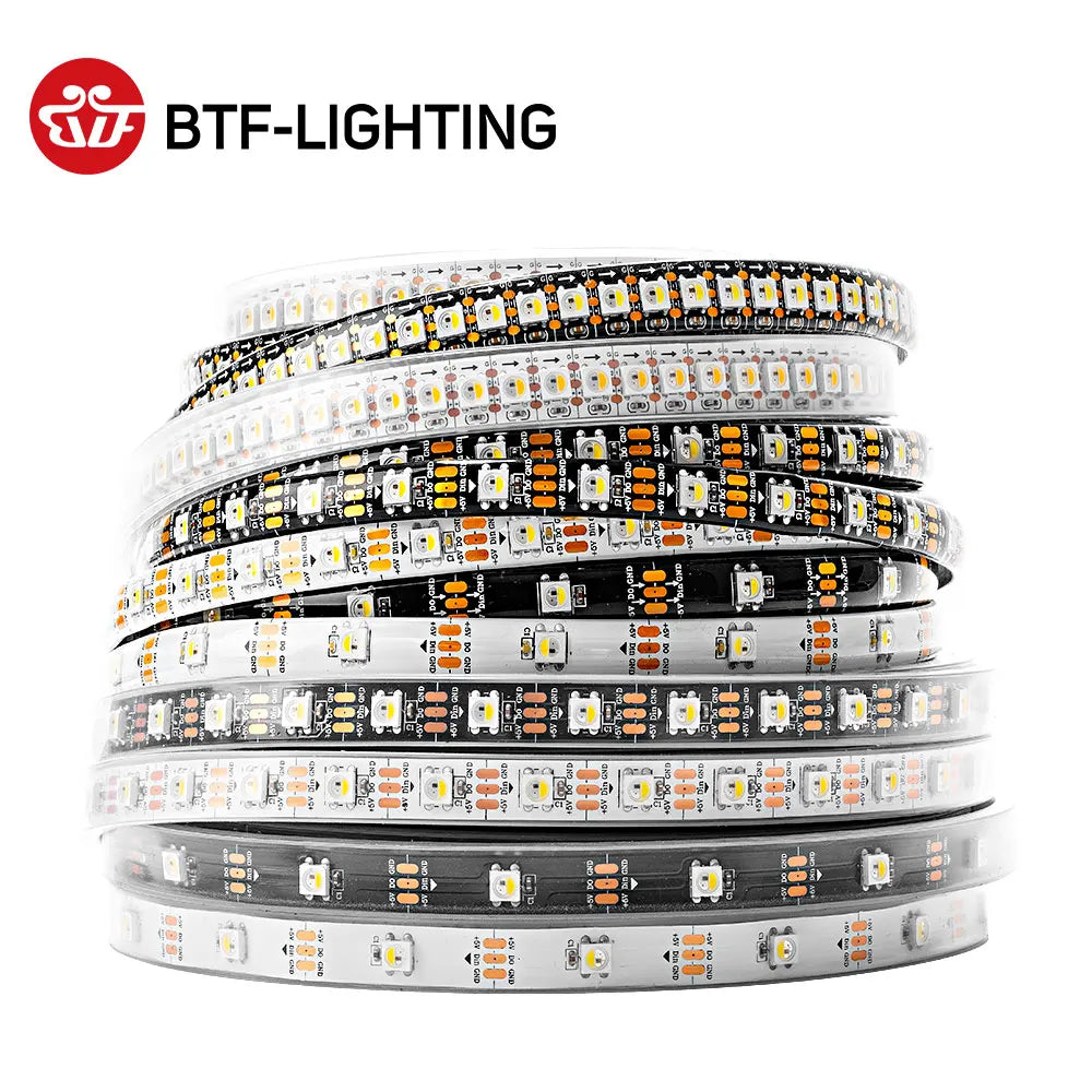 Striscia LED RGBW 5V SK6812 30‑60‑144 LED/m, tagliabile, IP30/65/67