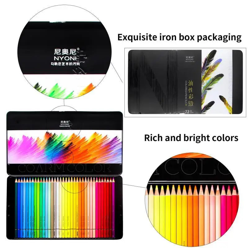 NYNOI 24/36/48/72/120 Colored pencil Set Professional Oil 3.7mm Refill Tin box Graffiti Drawing pencils For School Supplies