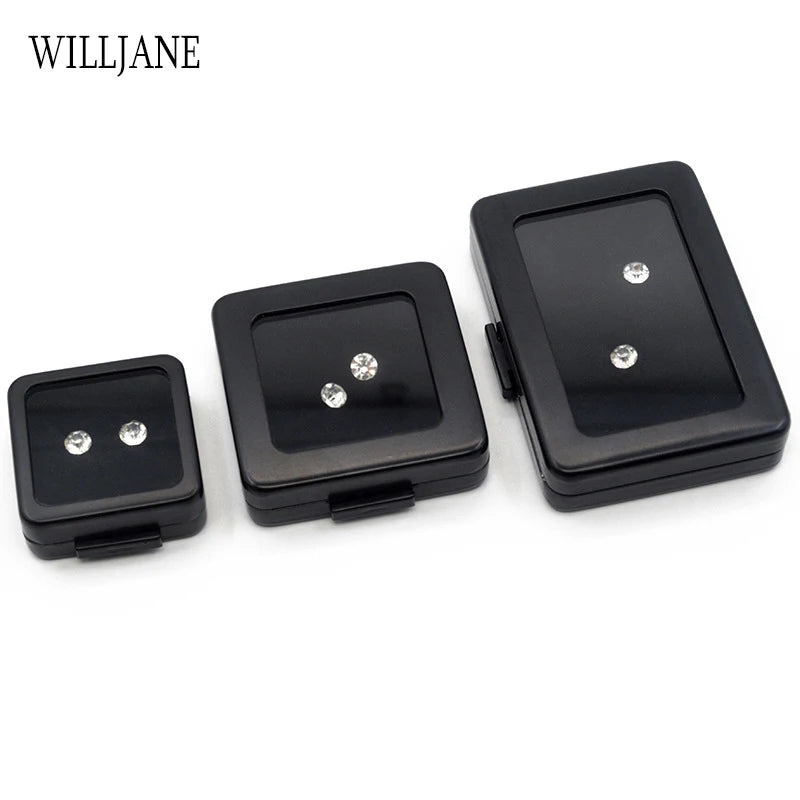 Metal Loose Diamond Jewelry Storage Box Slide Buckle Gemstones Display Organizer Case Glass Cover Jewellery Beads Gem Stone Jar