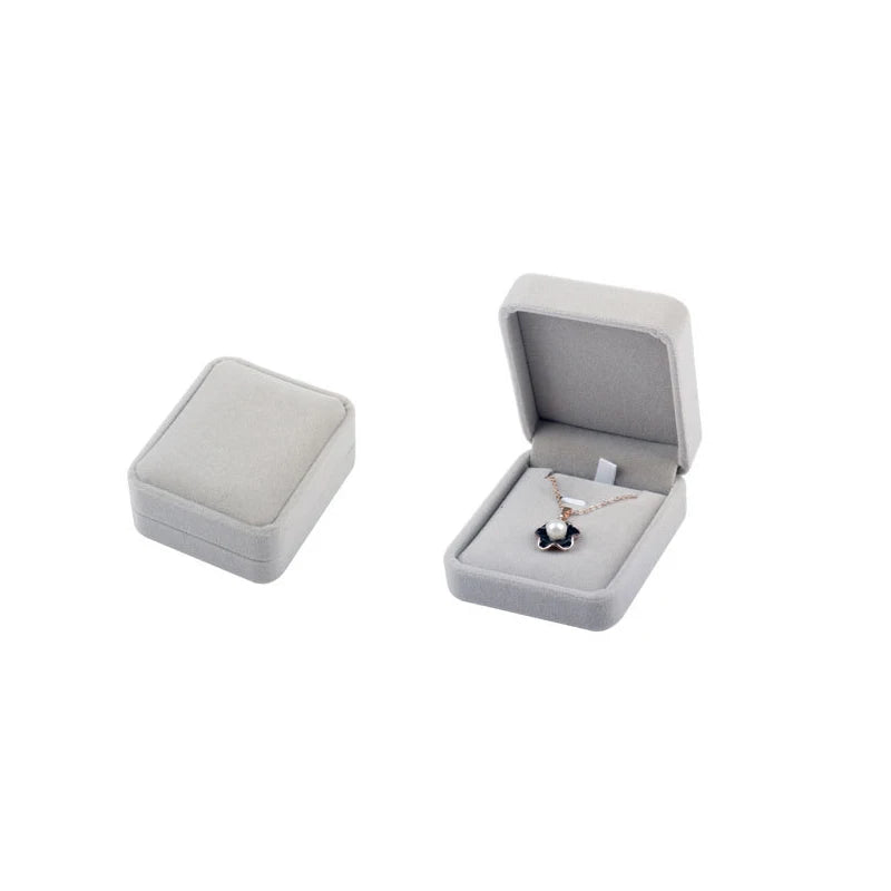 Bulk Sale Wedding Ring Storage Box Earring Studs Pendant Necklace Set Jewelry Gift Box Packaging Organizer Case Grey Velvet Kit