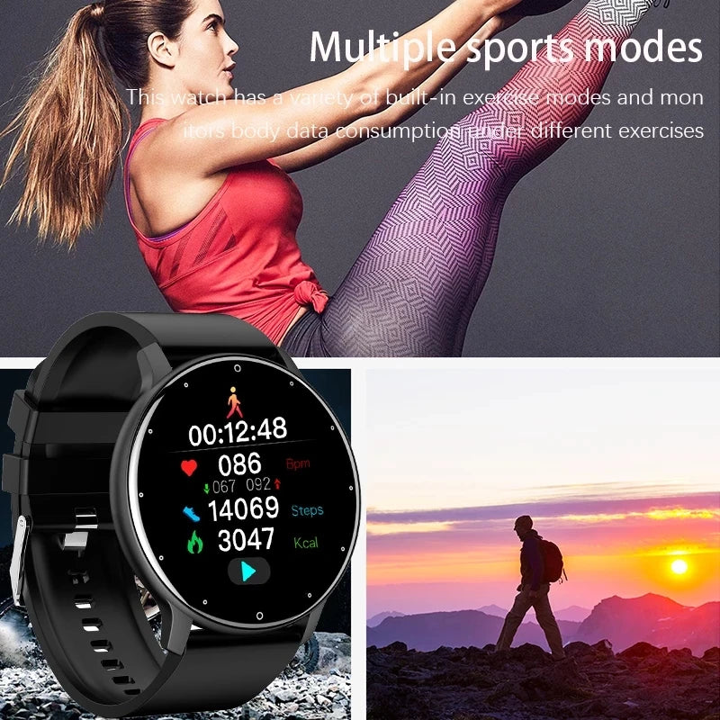 Smartwatch sportivo impermeabile 1.28" con monitor cardio, pressione e notifiche