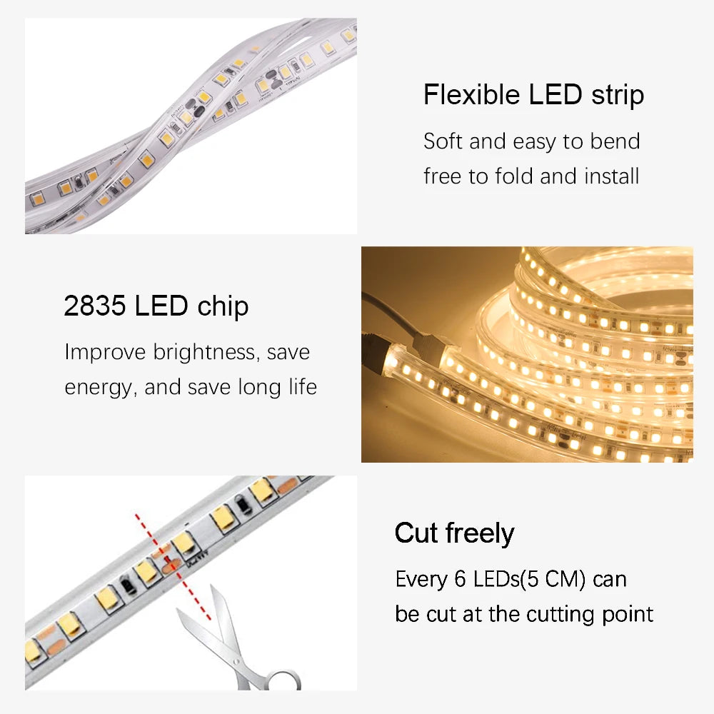 Striscia LED impermeabile IP67 12V/24V 2835, 120 LED/m, luce bianca, 1‑10 m