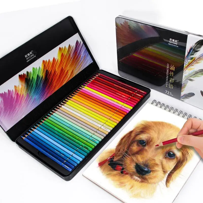 NYNOI 24/36/48/72/120 Colored pencil Set Professional Oil 3.7mm Refill Tin box Graffiti Drawing pencils For School Supplies