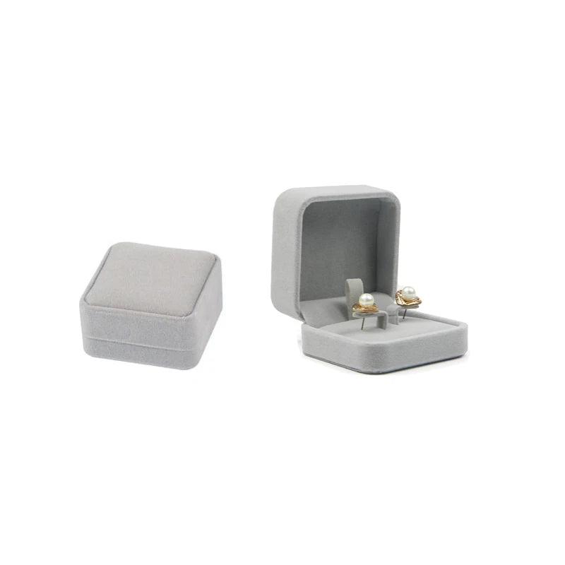 Bulk Sale Wedding Ring Storage Box Earring Studs Pendant Necklace Set Jewelry Gift Box Packaging Organizer Case Grey Velvet Kit