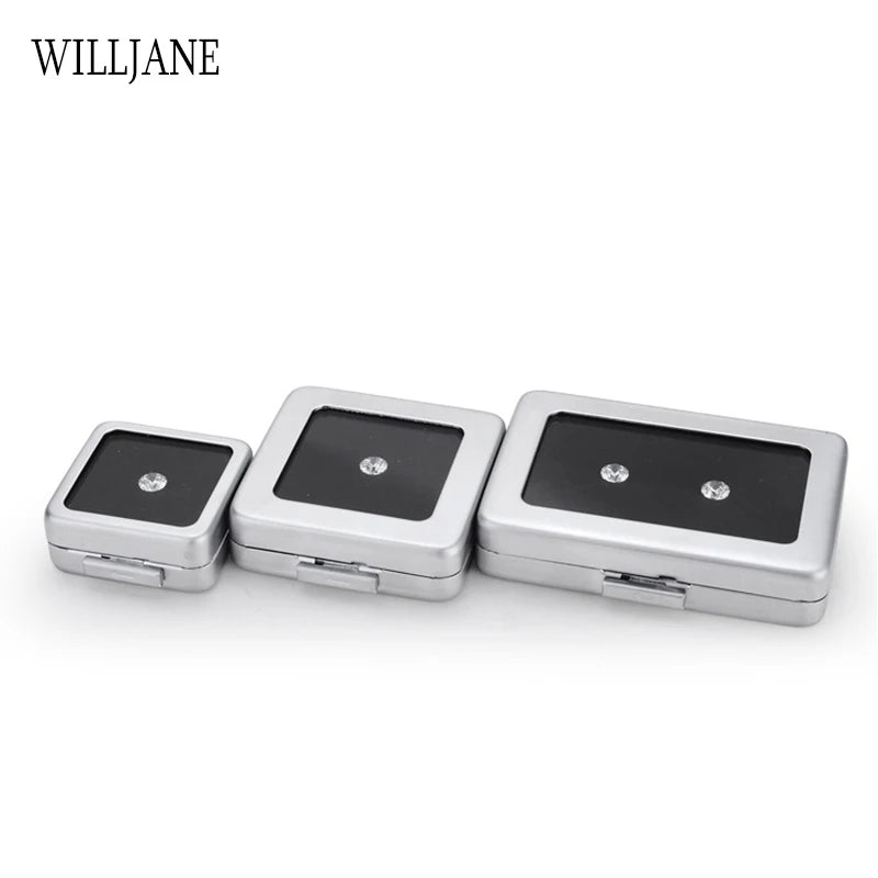 Metal Loose Diamond Jewelry Storage Box Slide Buckle Gemstones Display Organizer Case Glass Cover Jewellery Beads Gem Stone Jar